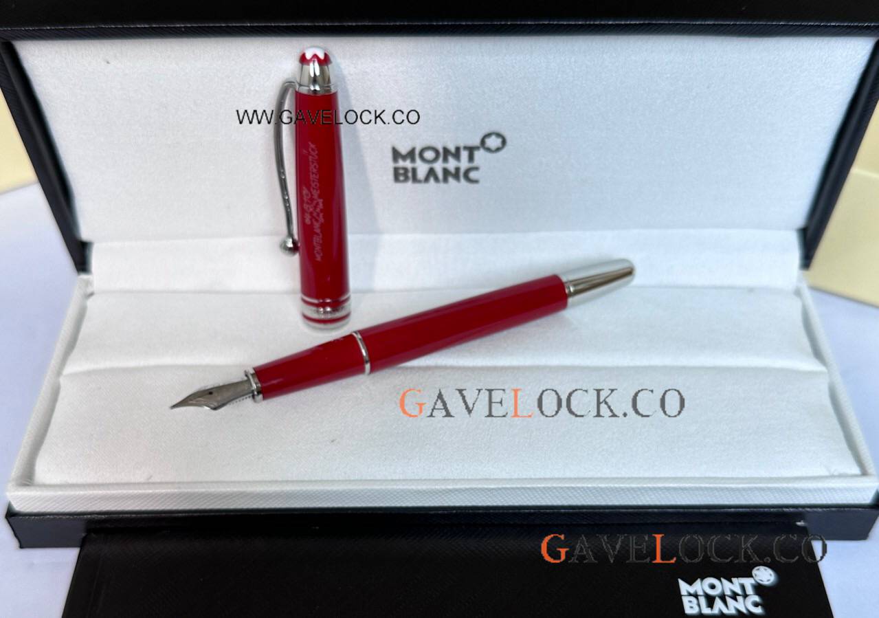Copy Mont blanc 100TH Meisterstuck Small Fountain Silver Red Resin